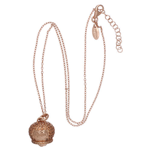 Collar plata 925 rosada colgante campanilla con zircones AMEN 3