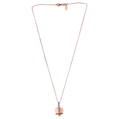 AMEN Necklace in 925 silver rosé finish bell shaped pendant with black zircons 4