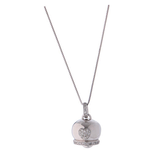 Necklace AMEN of 925 silver, bell-shaped pendant with zircon 1