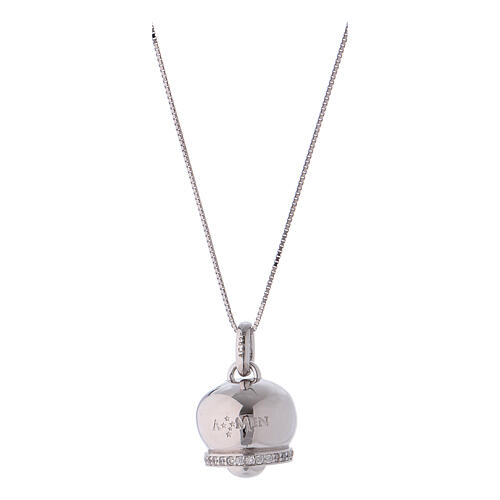 Necklace AMEN of 925 silver, bell-shaped pendant with zircon 2