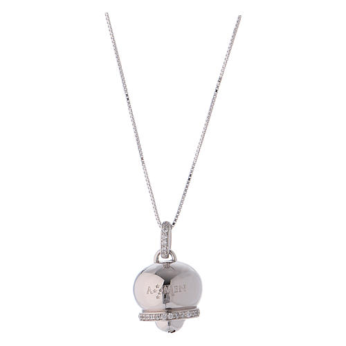 Collier en argent 925 pendentif clochette avec zircons AMEN 2