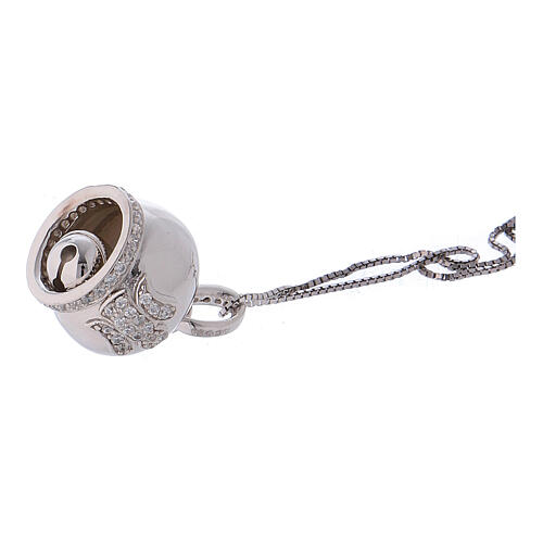 AMEN Necklace in 925 silver bell shaped pendant angel zircons 3