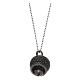 Collana in argento 925 nero AMEN con campanella zirconi neri s2