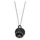 AMEN Necklace in black 925 silver bell shaped pendant black zircons s2