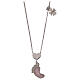 Necklace AMEN of 925 silver, pink mother-of-pearl pendant, foot shape s1