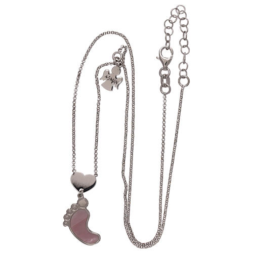 Collier AMEN argent 925 pendentif nacre forme pied rose 3