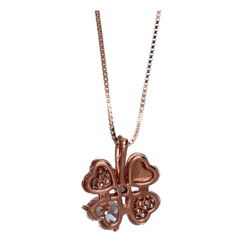 AMEN necklace in 925 silver rosé finish four-leaf clover pendant zircons 2