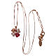 Necklace AMEN with four-leaf clover, pink 925 silver, zircons and red stone s3