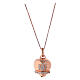 Necklace AMEN of pink 925 silver, bell-shaped pendant with angel of white zircons s1