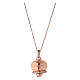 Necklace AMEN of pink 925 silver, bell-shaped pendant with angel of white zircons s2