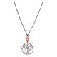 Necklace with tree of life and angel, rhodium-plated and pink 925 silver s1