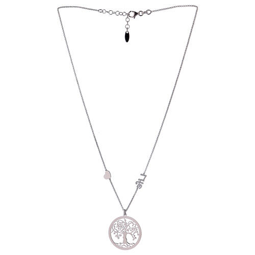 Necklace AMEN with tree of life and LIFE word, rhodium-plated 925 silver 4