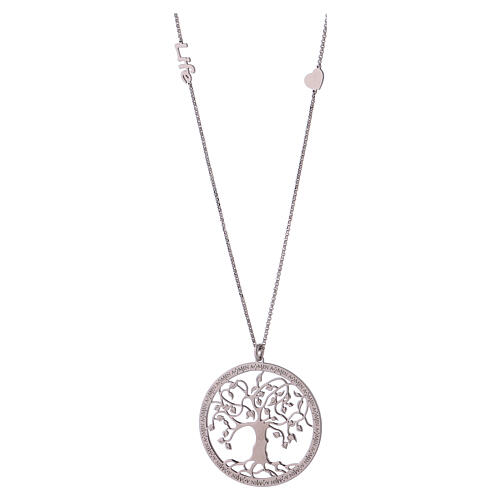 Long necklace AMEN with tree of life and LIFE word, 925 silver 1