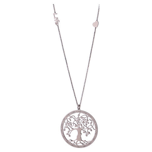 AMEN Long necklace tree of life and LIFE 925 silver finished in rhodium 1