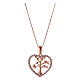 Necklace AMEN, heart with tree of life, pink 925 silver s1