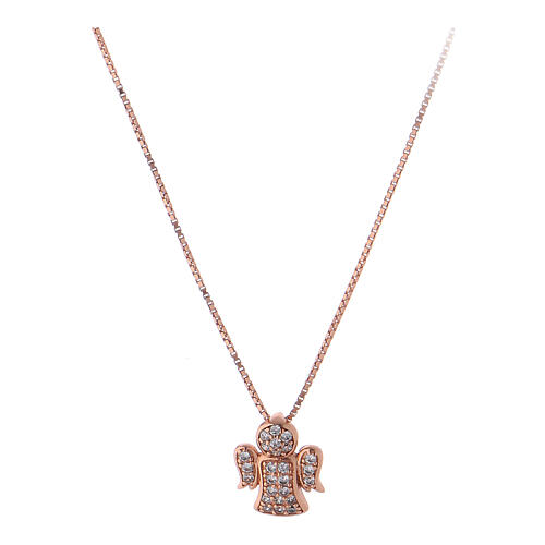 AMEN Necklace 925 silver rosé finish angel with zircons 1
