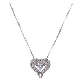 Necklace heart shaped wings pendant 925 silver AMEN