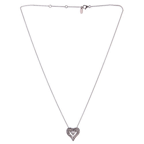 Necklace heart shaped wings pendant 925 silver AMEN 4