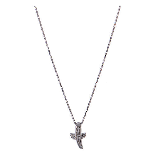 Necklace AMEN of 925 silver, cross with zircons 1