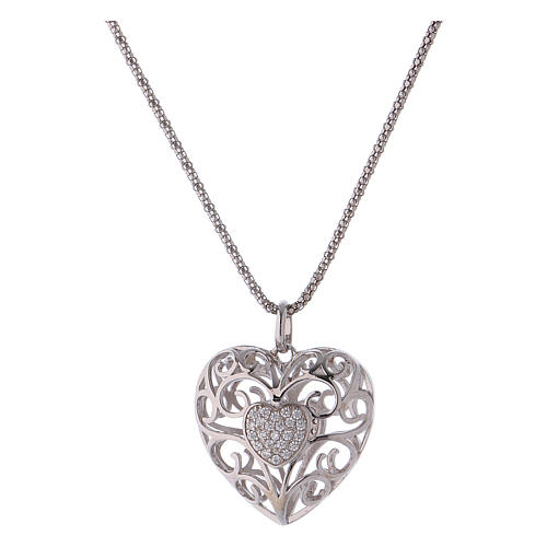 Collana PHNIBIRD In Argento 925 Con Ciondolo A Cuore E Cavallo E Zirconi, Catena Regolabile 45+5 Cm, Per Amanti Dei Cavalli