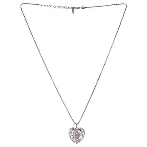 Naszyjnik wisiorek w kształcie serca z serduszkiem z cyrkonii srebro 925 AMEN 4