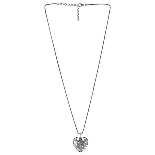 Naszyjnik srebro 925 AMEN wisiorek w formie serca z krzyżem z cyrkonii 2