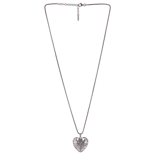 Necklace 925 silver AMEN heart pendant with zircon cross 2