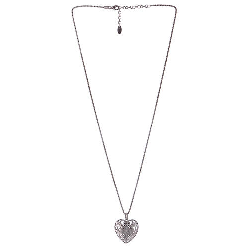 Necklace 925 silver AMEN heart pendant with zircon cross 4