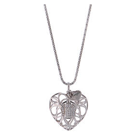 Kette AMEN Silber 925 Herzanhänger mit Engel und Zirkonen