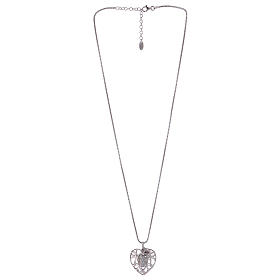 Collier argent 925 AMEN pendentif en coeur avec ange de zircons