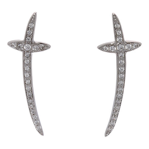 Dangle earrings AMEN, cross-shaped, 925 silver and zircons 1