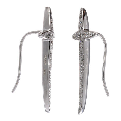 Dangle earrings AMEN, cross-shaped, 925 silver and zircons 2