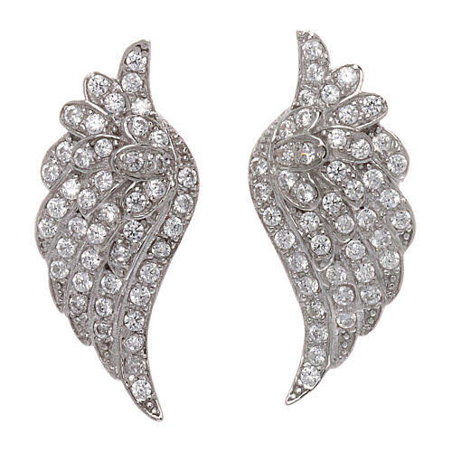 AMEN stud earrings wings in 925 silver with zircons 1