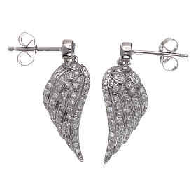 Dangle earrings AMEN, wing-shaped, 925 silver and zircons