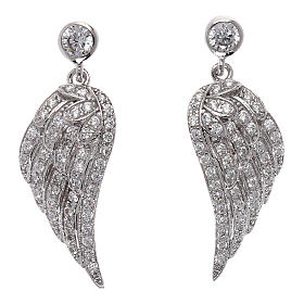 Boucles d'oreilles pendentif ailes en argent 925 avec zircons AMEN