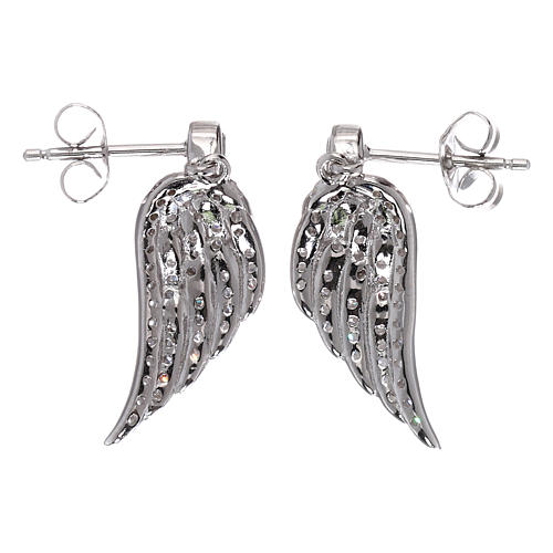 Boucles d'oreilles pendentif ailes en argent 925 avec zircons AMEN 3