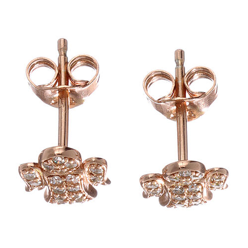 Stud earrings AMEN, angel with white zircons, pink 925 silver 2