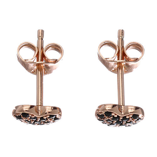 Stud earrings AMEN heart shaped in 925 silver and black zircons 2