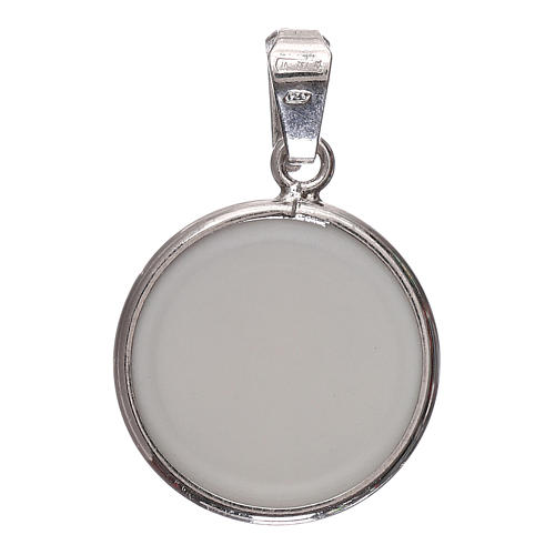 Medaglia tonda porcellana/argento 925 angelo cm 1,8 2