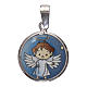 Medaglia tonda porcellana/argento 925 angelo cm 1,8 s1