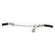 Black artificial leather choker with cross and hearts, 925 silver filigree s4