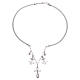 White artificial leather choker, filigree cross and anchors, 925 silver s2