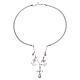 White artificial leather choker, filigree cross and anchors, 925 silver s3