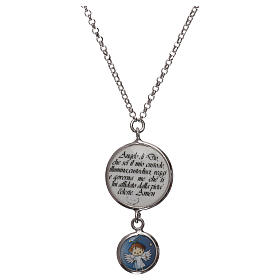 Collana argento 925 medaglia angelo e preghiera