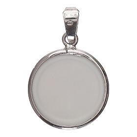 Round porcelain medal with stars and moon, 925 silver, 1.8 cm