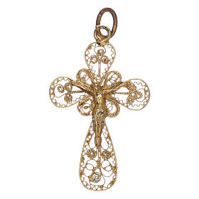 Filigree cross of 3 cm, gold plated 925 silver