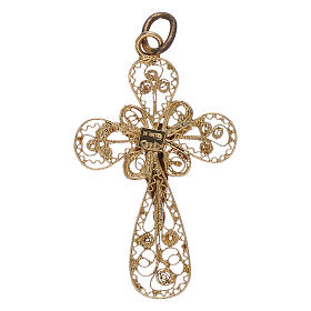 Filigree cross pendant in gilded 925 silver 3 cm