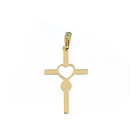 Cross pendant with heart-shaped infinity symbol, 18K gold, 1.13 g
