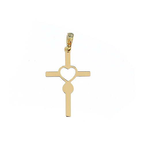 Cross pendant with heart-shaped infinity symbol, 18K gold, 1.13 g 2