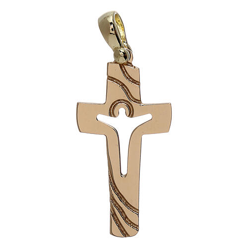 Cross with cut-out body of Christ, 18K gold, 1.53 g 1